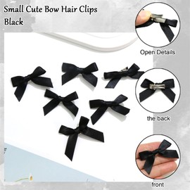 SAWINDA 20PCS Pink Hair Bows Ribbon Alligator Hair Ribbon Hair Barrettes for Teens Small Claw Clips for Thick Thin Hair,Cute Hair Accessories for Women Girls (Black)