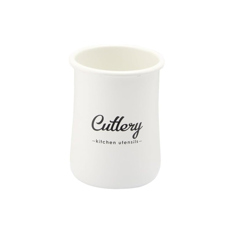 Lilly White Enamel Cutlery Stand, White, Size: Approx. W9.3 D9.3
