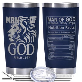 EchoMaven Mens Christian Gifts - Man of God Christian Tumbler for Men with Psalm 18:32 - Religious Gifts for Husband, Dad, Papa - Faith Based Birthday or Father’s Day Gift - Inspirational Blue Cup