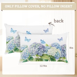 HEIFAM Sweet Home Hydrangea Watercolor Throw Pillow Cover, 12 x 20 Inch Cushion Case Indoor Outdoor Decoration for Sofa Couch Farmhouse