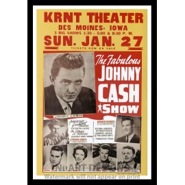 Home Decor Framed Vintage Style Rock n Roll Poster "THE FABULOUS JOHNNY CASH SHOW"; 12x18