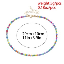 Boho Choker Necklace Pearl Choker Necklace Tiny Boho Adjustable Colourful Chain Jewellery for and Girls, Metal, Pearl