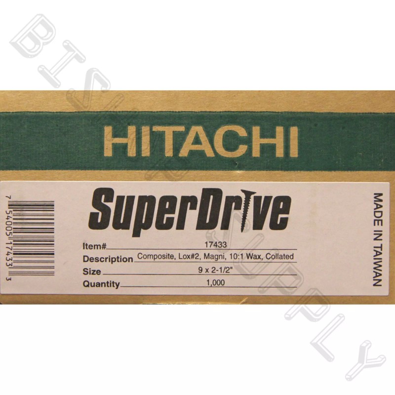 Hitachi 17433 1000ct 9ga 2-1/2" LOX SuperDrive Auto Feed Screws