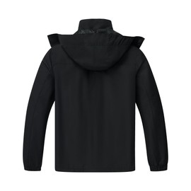 ELLSWOS Men's Waterproof Raincoat Lightweight Rain Jacket with Detachable Hood Softshell Windbreakerl for Hiking Travel