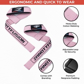 Weight Lifting Straps | Wrist Support Powerlifting Strap | Heavy Duty Gym Bodybuilding Straps Power Deadlift Workout | One Size Fits All (Pink)