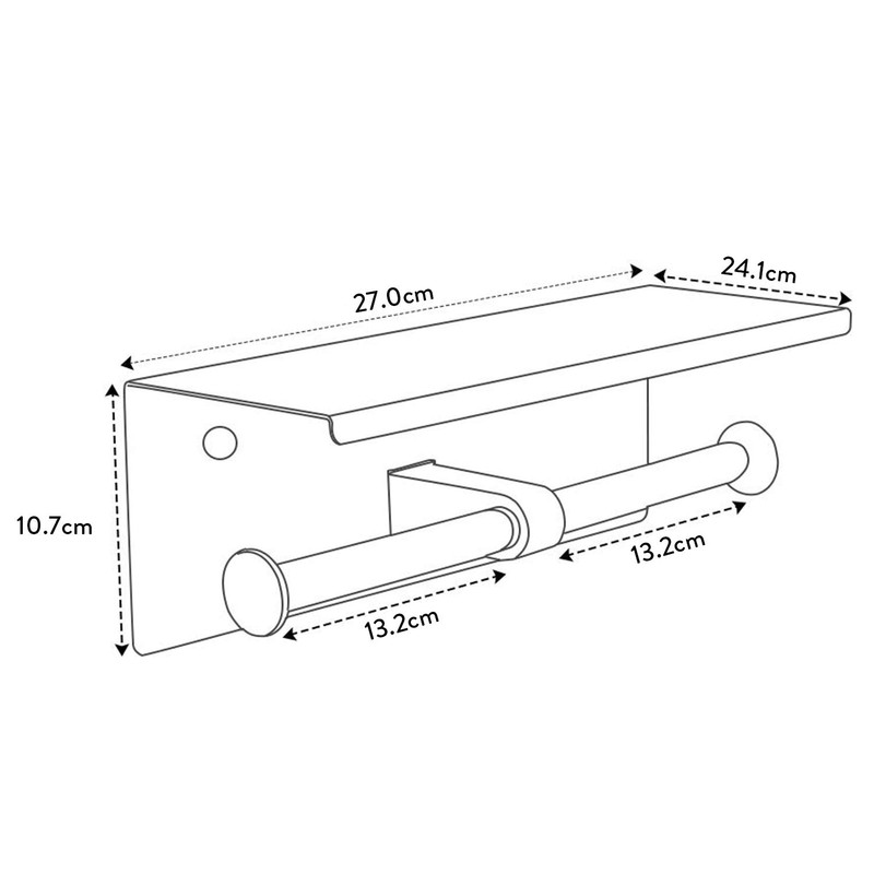 BGL Toilet Paper Holder with Shelf Brushed Nickel Double Head