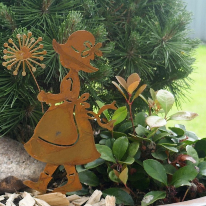 Storm's Gartenzaubereien Flower Stake Girl with Dandelion and Bird Set