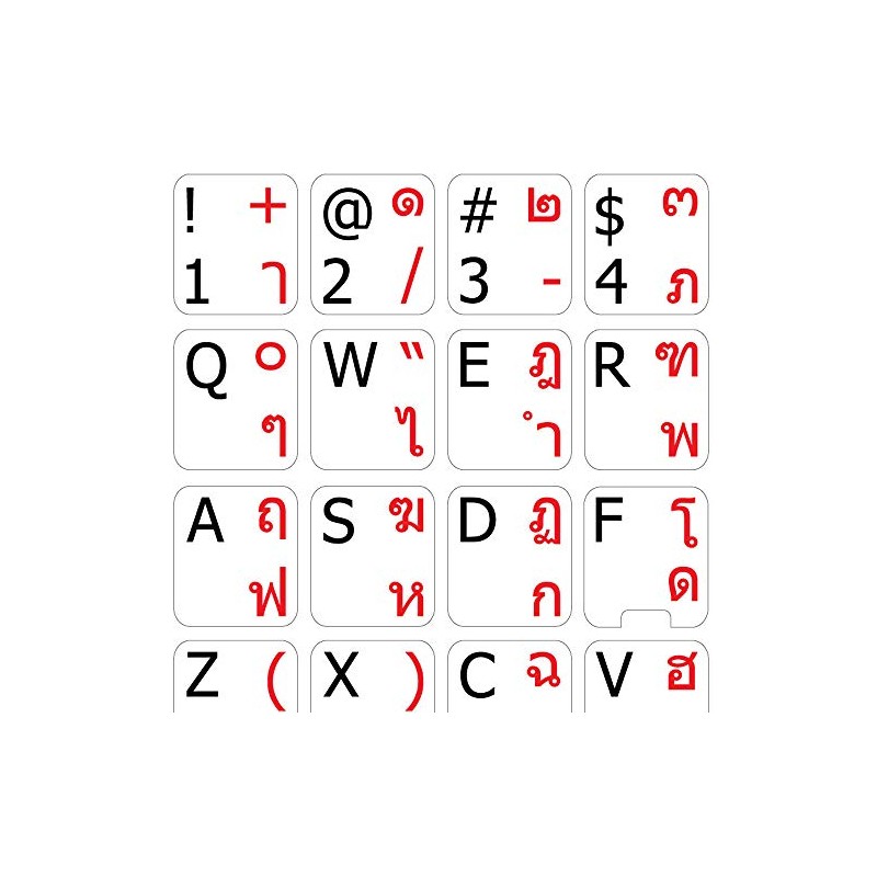 THAI-ENGLISH NON-TRANSPARENT KEYBOARD STICKER WHITE BACKGROUND
