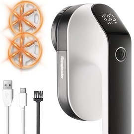 Electric Fabric Shaver, Lint Remover Rechargeable,Electric Portable Sweater Defuzzer with 3 Speeds and 6 Leaf Blades,Fabric Pill Remover for Clothes,White and Champagne. - Color: White