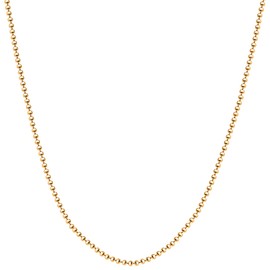 925 Sterling Silver Italian Solid Bead Ball Dog Tag Chain Necklace - 18K Gold Plated Bead Ball Chain Necklace Comes with Gift Box for Women & Men - Made in Italy (28, 1.5mm)