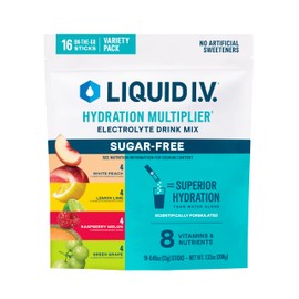 Liquid I.V.® Hydration Multiplier Sugar-Free Variety Pack - Raspberry Melon, Lemon Lime, White Peach, Green Grape (Variety Pack)