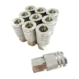 SANFU 1/4-Inch Steel Female Industrial Coupler, Air Hose Fittings 1/4-Inch Female Threads Quick Connector Air Coupler with Storage Case, 10-Pack