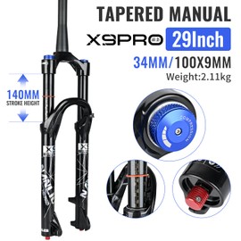 NANLIO Bicycle Fork Suspension X9 PRO 34MM 26 27.5" 29inch MTB Bike Fork Damping Oil & Gas Fork Manual Control Lock 140/160MM