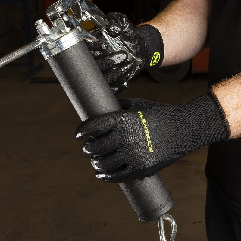 Flexzilla GC100L-6X Nitrile Dip, Black, 6-Pack, L General Purpose Glove