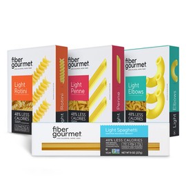 Fiber Gourmet Low Carb Pasta Variety Pack – Spaghetti, Rotini, Penne, Elbows – High Fiber, Low Calorie, No Carb Taste – Keto Friendly, Non-GMO, Vegan, Kosher Pasta Made in Italy – 4 Pack (8oz Boxes)