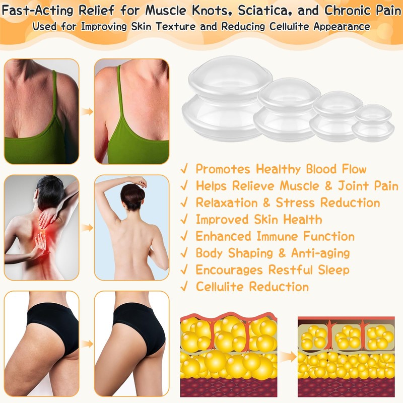 16 Pcs Silicone Cupping Therapy Sets 4 Sizes Professional Massage