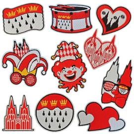WILDREEDS 10 Pieces Mardi Gras Iron on Patches, Joker Series Embroidered Patch for Clothing, T-Shirt, Backpacks, Hats, Jeans, Jackets