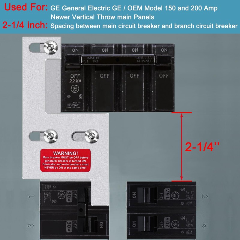 Generator Interlock Kit for GE General Electeric 200 Amp or