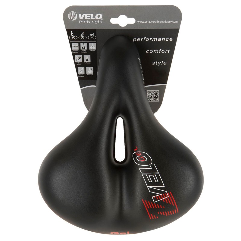 Velo Plush Gel Elasto Saddle - Black, L = 255