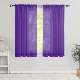 Karseteli Semi Voile Sheer Curtains 54 Inches Long 2 Panels Rod Pocket Window Treatment for Living Room Bedroom Dining Room(Purple 42" W x 54" L)