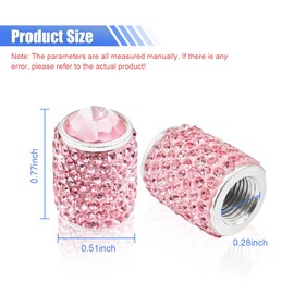 4PCS Bling Crystal Car Tire Valve Stem Caps, Attractive Handmade Rhinestone Stem Covers, Universal Shinny Diamond Dustproof Tire Valve Caps for Cars, Motorcycles, SUVs, Bicycles, Trucks (Pink)