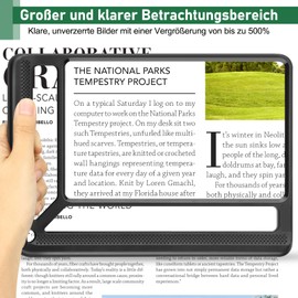 Tobegiga 5 x Reading Magnifying Glass Hand Magnifier Lightweight Magnifying Glass for Books Rectangular Magnifying Glass for Reading for Seniors Large Newspapers, Improved Handheld Magnifying Glass