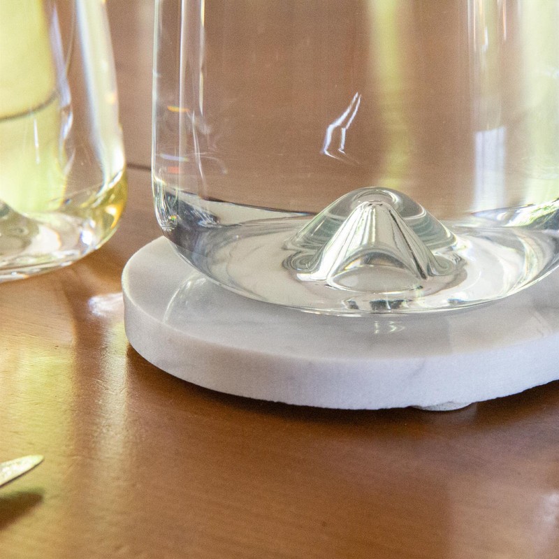 6x White 10cm Marble Round Coasters - Rustic Stone Home