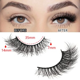 FARRED Cat Eye Lashes Wispy Natural Eyelashes Short False Mink Doll Lash 10 Pairs Fluffy Hybrid Strip Full Eyelash Sets Small Volume Pestañas for Hooded Eyes (Z20|7-14MM)