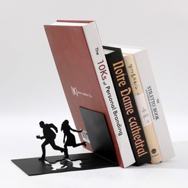 I-TOTAL® - Cute Metal Book Stand Bookends Bookends for Shelf/Table (Escape)