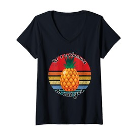 Womens It´s A Pleasure To Eat You Crazy Pineapple V-Neck T-Shirt