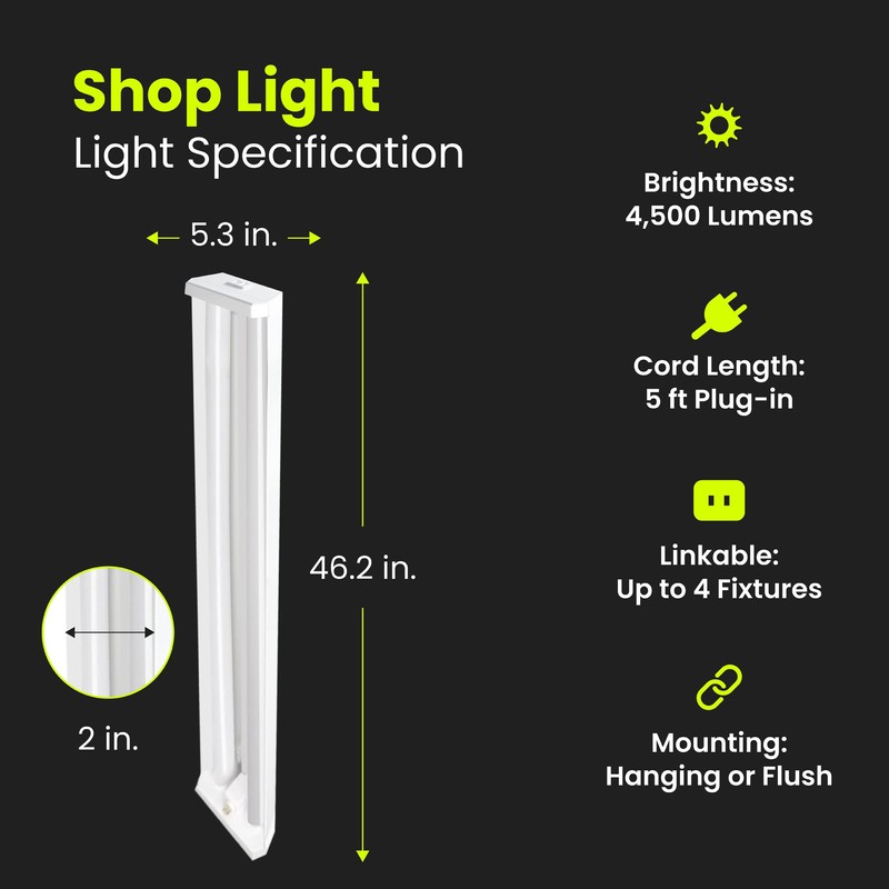Feit Electric 4ft LED Dual Lamp Shop Light, 4500 Lumens,