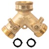 Xiny Tool Brass Garden Hose Splitter (2 Way), Solid Brass