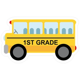 CafePress 1ST Grade School Bus Medium Die Cut Sticker, 5.75" x 5.75" Matte Finish