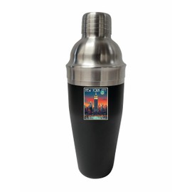 R and R Imports New York City Design B Souvenir 24 oz Stainless Steel Cocktail Shaker Black 2-Pack