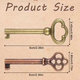 Skeleton Key Ky-2AB and Ky-3AB Skeleton Key Replacement Hollow Barrel Skeleton Key Mixed Antique Style Brass for Antique Dresser, Chinese Cabinet, Antique Furniture and Locks- Bronze