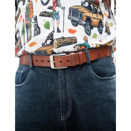 TYWestyles Men's Leather Belt for Casual Jeans and Workwear 1.5” Wide Gift Box Packaging (Brown, 42)