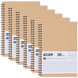 ZCZN ZCZN Notizbuch A5 kariert, 6 Stück Spirale Notizblock, 60 Blatt, Heft für Büro und Schule
