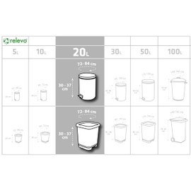 Relevo 100% Recycled Bin Liners, Heavy Duty 20L, 15 Bin Bags