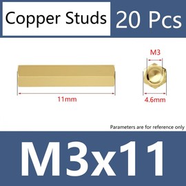 ORANXIN M3 x 11 mm 20 Pcs Double Brass Standoffs Screws Hex Spacers Female Thread Nuts PCB Motherboard Copper Computer Spacer
