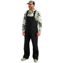 HUK Mens Rover Bib, Windproof & Waterproof Fishing Bibs Overalls, Black, X-Large