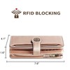 Travelambo Womens Wallet Large Capacity RFID Blocking Genuine Leather Wristlet