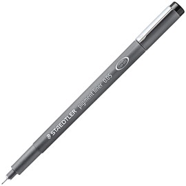 STAEDTLER 308 Pigment Liner Fineliner Pen - 0.05mm, 0.1mm, 0.2mm, 0.3mm, 0.5mm & 0.8mm Nibs - Black Ink - Pack of 6