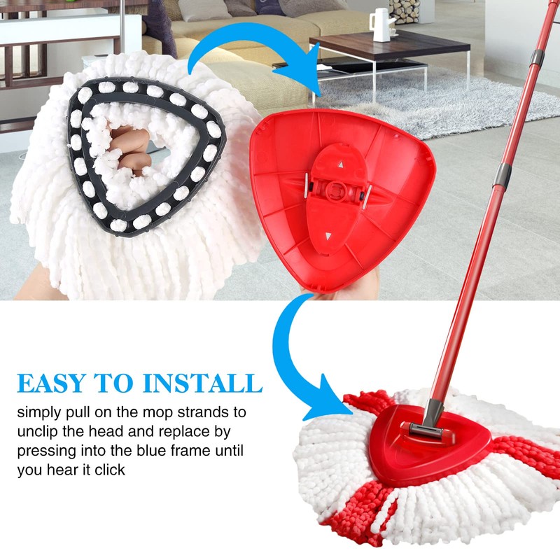 Queta 6 Pcs Spin Replacement Heads Microfibre Mop Refill Head