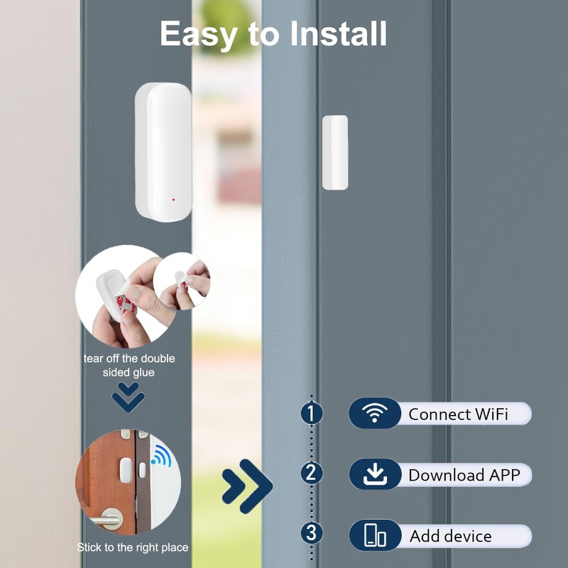 Smart WiFi Sensor for Doors and Windows, Alarm for Doors