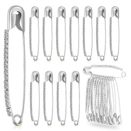 24Pcs Silver Rhinestone Safety Pins Gold Brooch Sweater Shawl Clips Women Brooch Pins Faux Crystal Pearl Brooches Safety Pins for Women or Sweater Scarf Lapel Hat Accessories