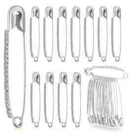 24Pcs Silver Rhinestone Safety Pins Gold Brooch Sweater Shawl Clips Women Brooch Pins Faux Crystal Pearl Brooches Safety Pins for Women or Sweater Scarf Lapel Hat Accessories