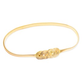 GLADFRESIT Women's Chain Belt - Skinny Metal Corset Belt Thin Waist Belt Peach Heart Pendant Link Belt Adjustable Metal Braided Belt for Dresses