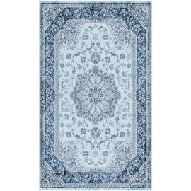4x6 Small Boho Area Rug & Carpet for Bedroom, Entryway, and Living Room – Soft, Machine Washable Fabric with Non-Slip TPR Backing and Sturdy Sewn Edges