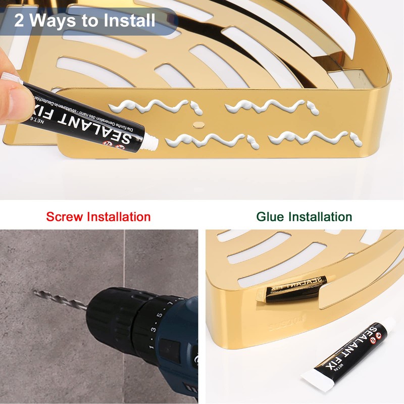 NearMoon Bathroom Corner Shelf Shower Caddy 2 Pack, No Drill,