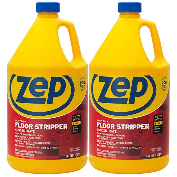 Zep Industrial Heavy-Duty Floor Stripper Concentrate - 1 Gallon (Case of 2) ZULFFS128 - Remove Stubborn Finishes and Heavy Buildup